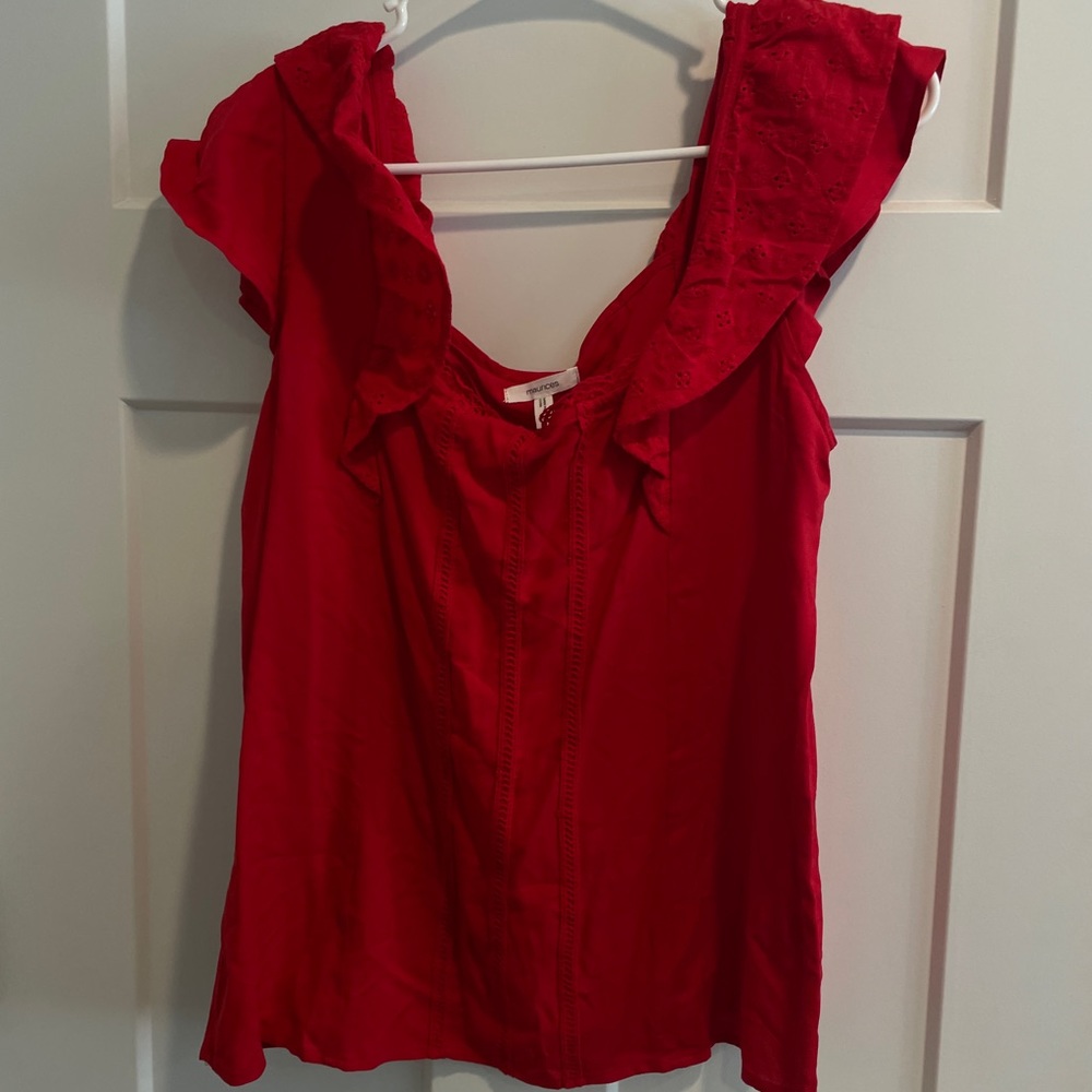 Red off the shoulder blouse
